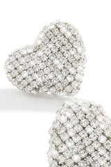 Everlasting Love Embellished Heart Earring - Silver