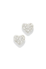 Everlasting Love Embellished Heart Earring - Silver