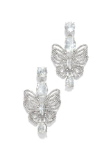 Luxe Fantasy Butterfly Embellished Earring - Silver