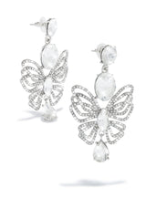Luxe Fantasy Butterfly Embellished Earring - Silver