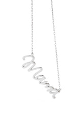 Mama Scripted Sterling Silver Necklace - Silver