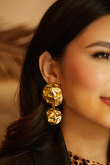 Emilia Embossed Dangle Statement Earring - Gold