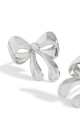 Tamara Bow Tie Earring - Silver