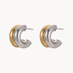 Two-Tone Open Hoops Earrings