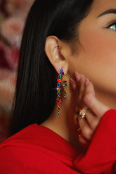 Vico Embellished Dangle Earring - Gold Multi