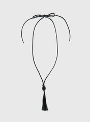 Fight The Feeling Long Tassel Necklace Black