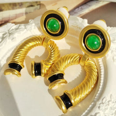 Metal Drop Glaze Clip Earrings