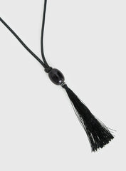 Fight The Feeling Long Tassel Necklace Black
