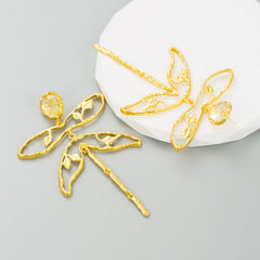 Rhinestone Dragonfly Drop Earrings