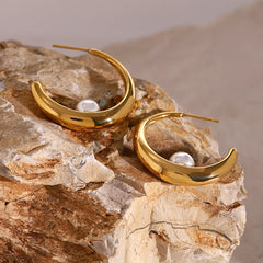 Stainless Steel Pearl Exaggerated Earrings