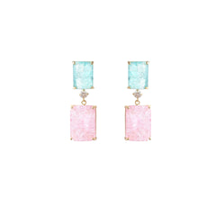 Silver Needle Geometric Block Ice Crack Earrings