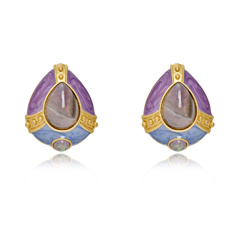 Retro Rhombus Glass Earrings
