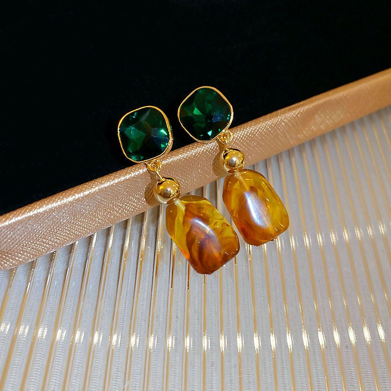 Retro Square Flower Stud Earrings