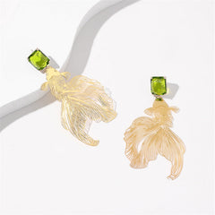 Handmade Carved Goldfish Earrings