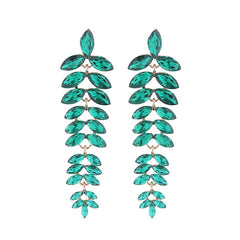 Multi-Layered Diamond Leaf Flower Earrings