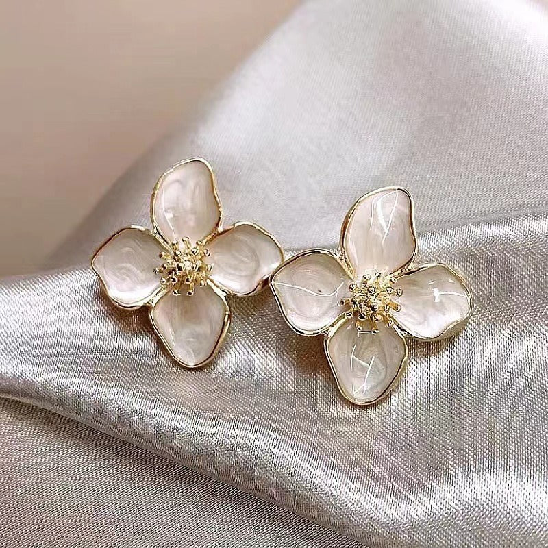 Glazed 3D Flower Earrings