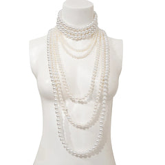 Elegant Multi-Layer Long Faux Pearl Necklace