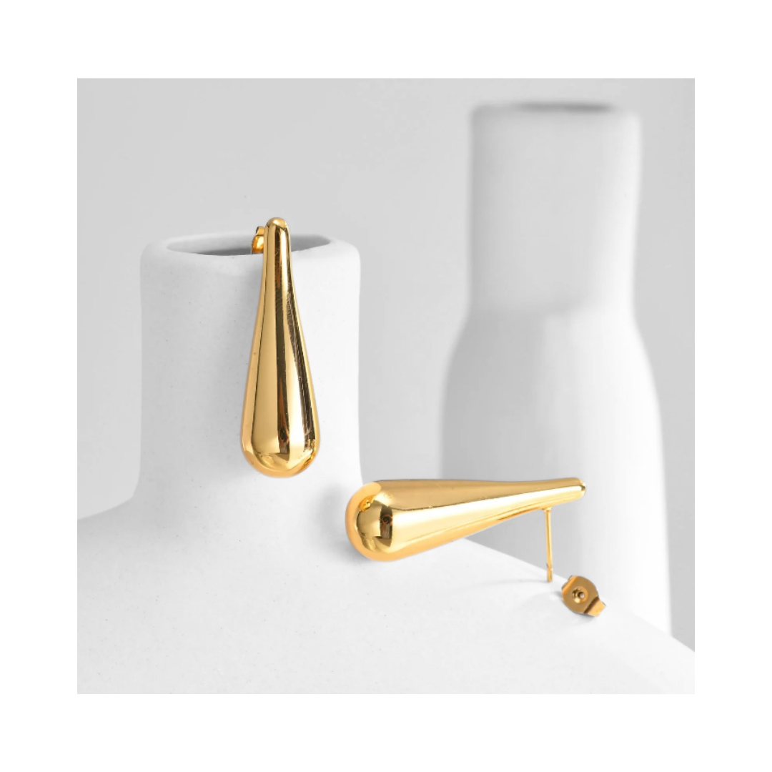 Waterdrop Minimalist Gold Plated Stud Earrings