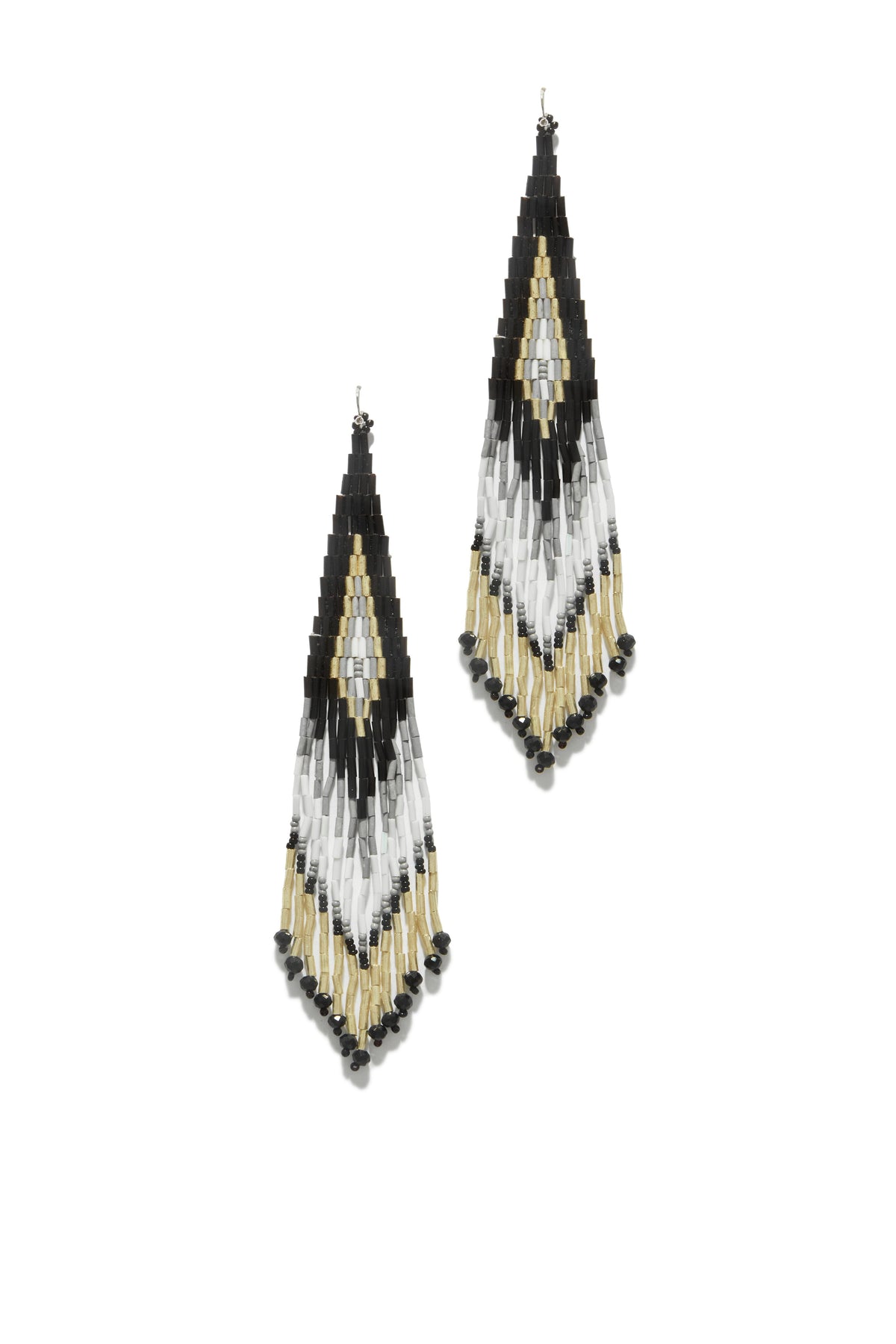 Zihna Beaded Dangle Statement Earring - Black