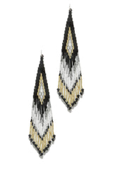 Zihna Beaded Dangle Statement Earring - Black