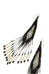 Zihna Beaded Dangle Statement Earring - Black