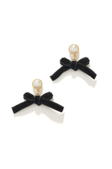 Marcia Dangle Bow Tie Earring - Gold Black