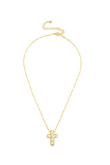 Eila Embellished Gold Dipped Cross Necklace - Gold