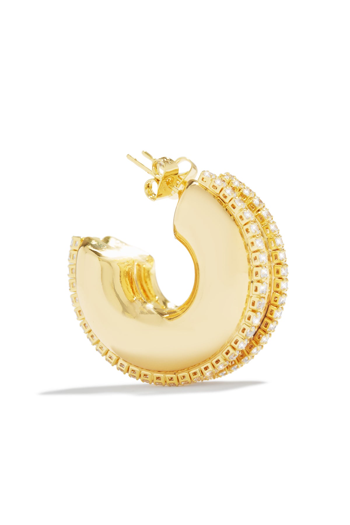Naylah Chunky Embellished Hoop Earring - Gold