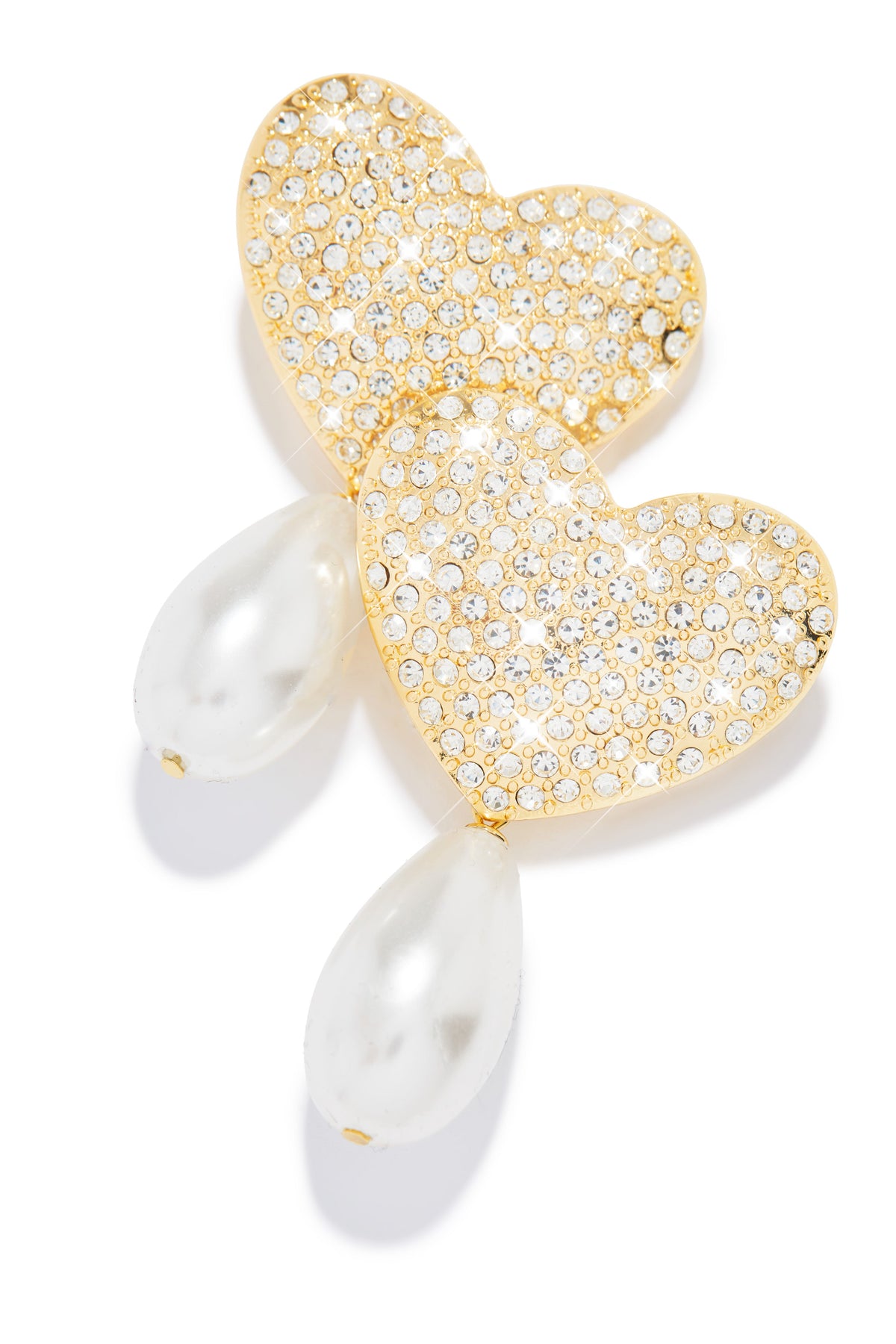 Lover Embellished Heart Earring - Gold