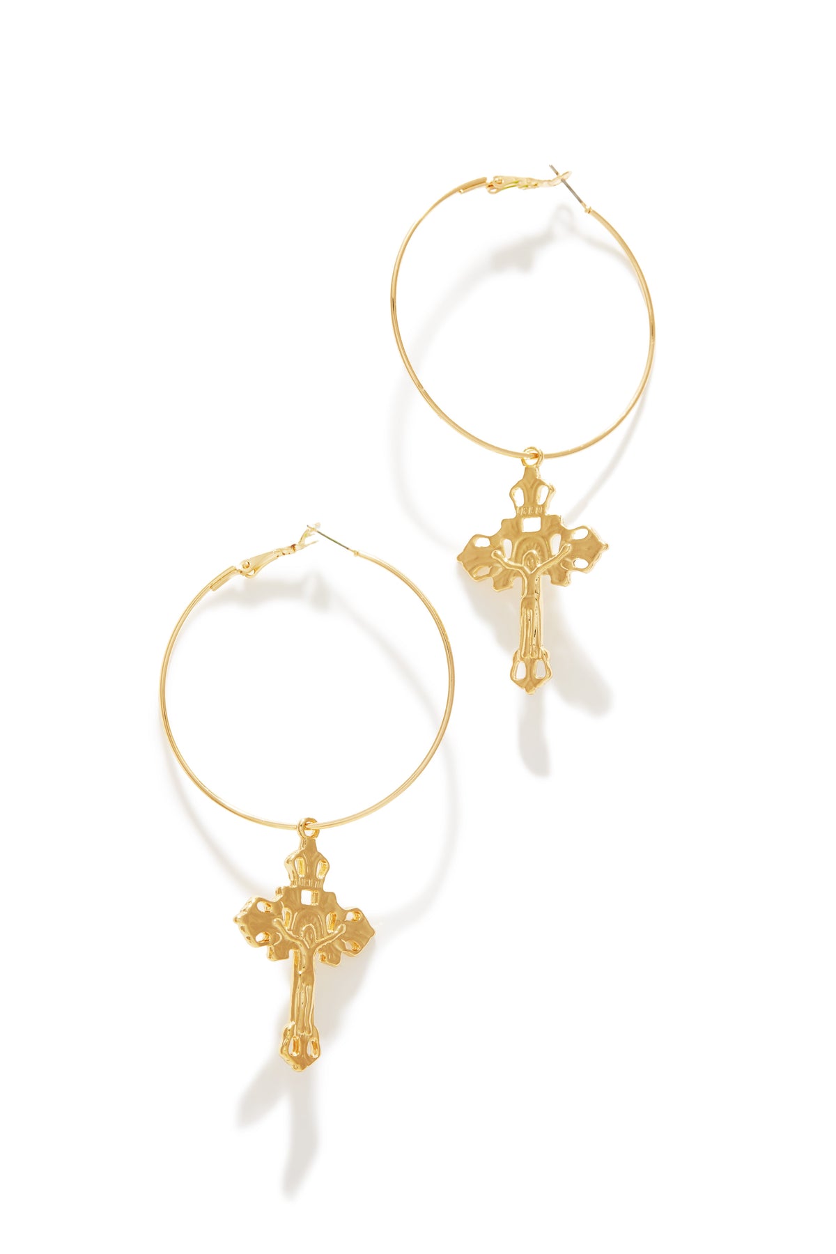 Isabella Cross Hoop Earring - Gold