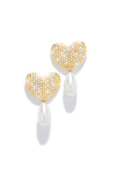 Lover Embellished Heart Earring - Gold