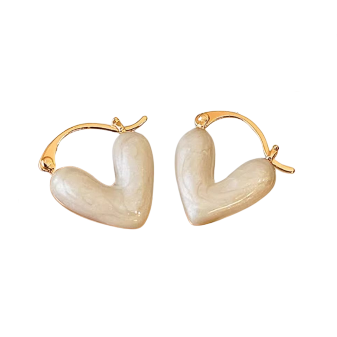 Vintage Enamel Love Heart Earrings