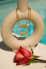 Sisters Necklace Gold Dipped Cubic Zirconia Necklace - Gold