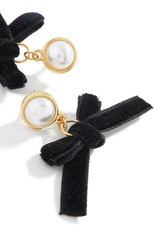 Marcia Dangle Bow Tie Earring - Gold Black