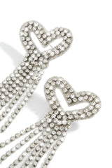 Mi Amore Embellished Dangle Earring - Silver