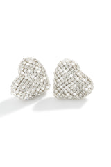Everlasting Love Embellished Heart Earring - Silver