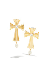Ynez Statement Cross Earring - Gold