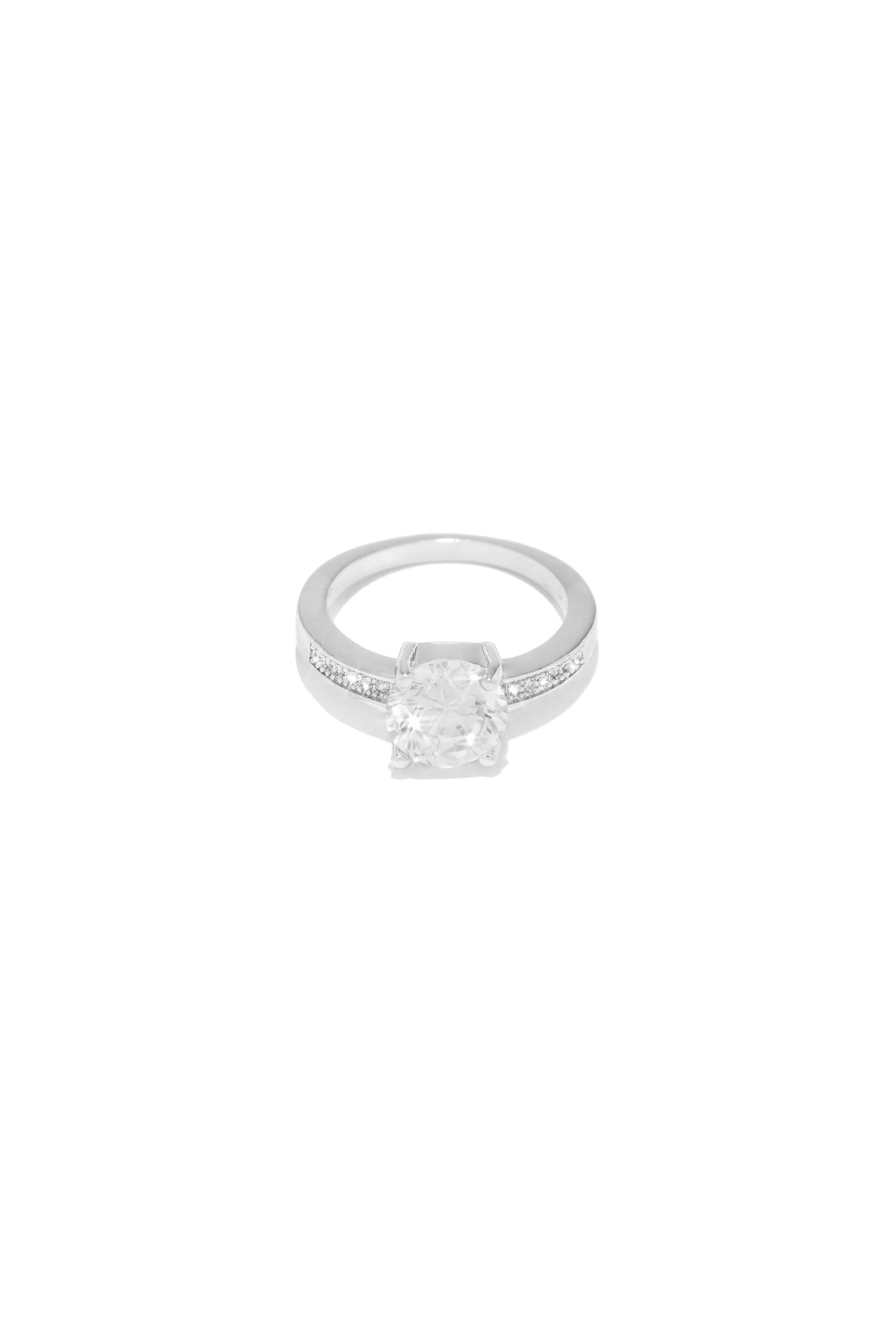 Flawless Night Embellished Ring - Silver