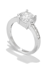 Flawless Night Embellished Ring - Silver