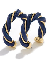 Cely PU Hoop Earring - Navy