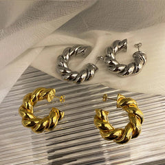 Rope Hoops Stud Earrings