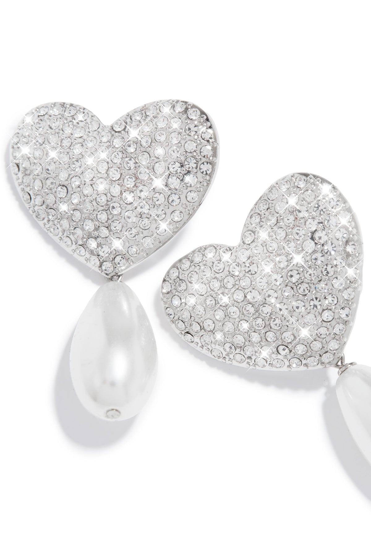 Lover Embellished Heart Earring - Silver