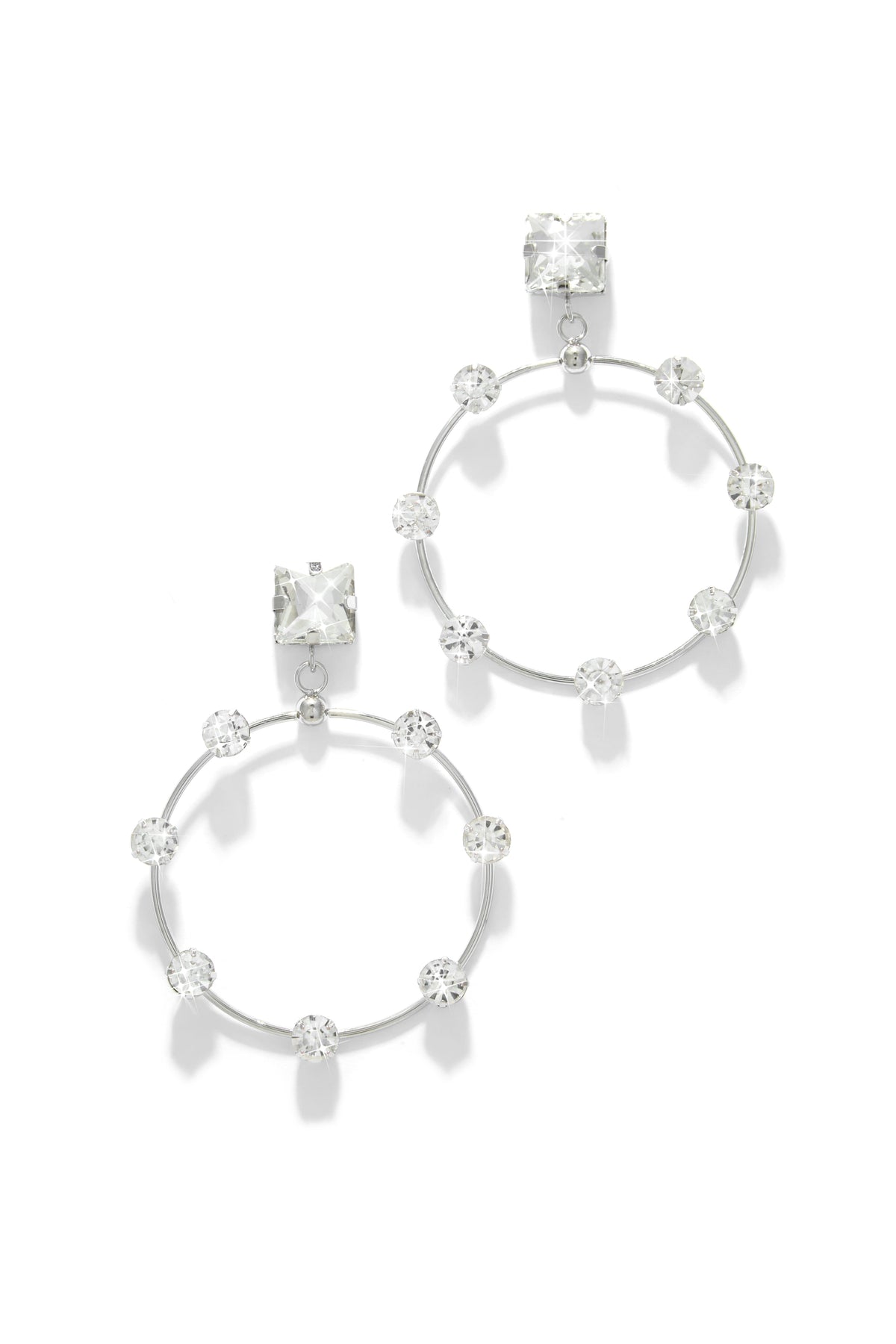 Jayla Embellished Statement Earring - Silver