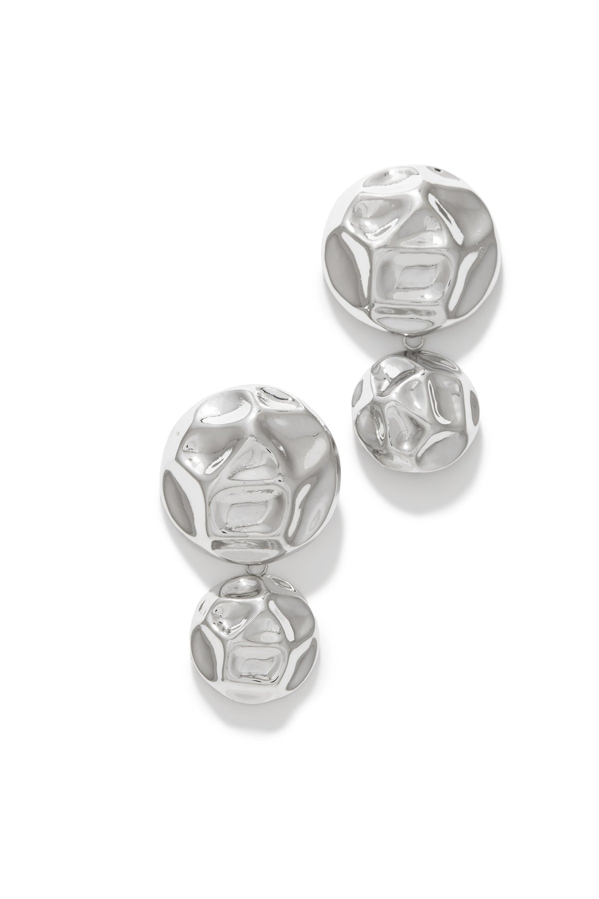 Emilia Embossed Dangle Statement Earring - Silver