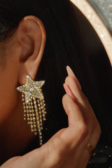 Stella Embellished Fringe Earring - Gold